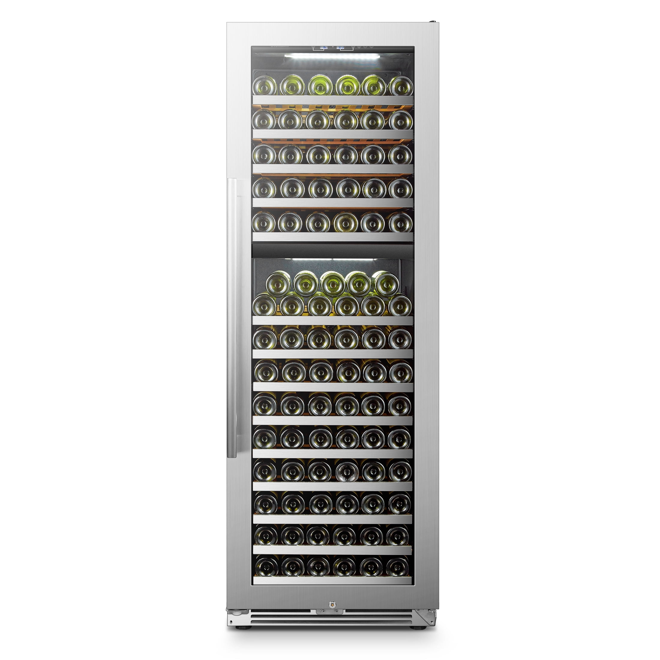Lanbopro 153 Bottles Dual Zone Seamless Stainless Steel Wine Cooler