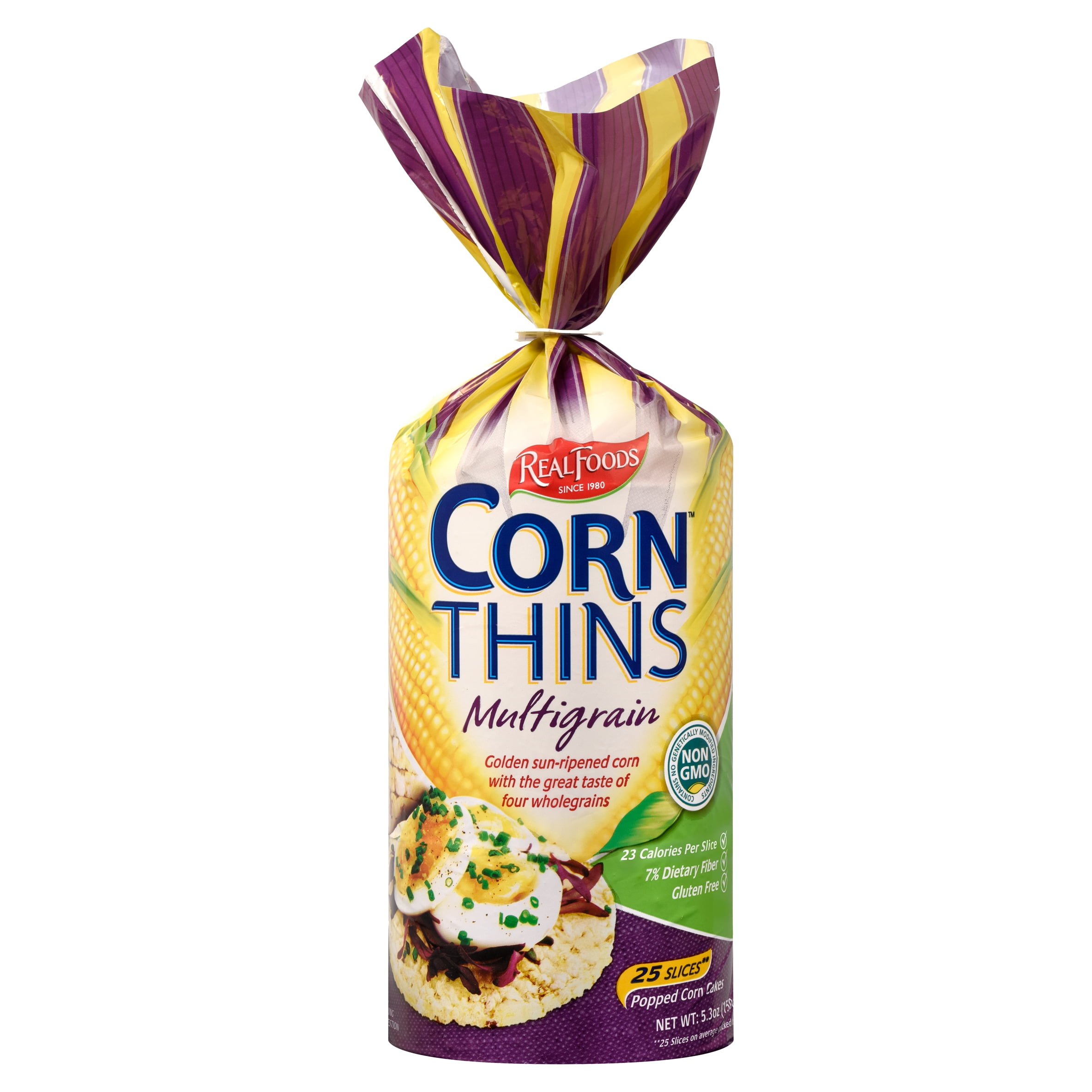 Real Foods Corn Thins Multigrain Popped Corn Cakes, 25 count, 5.3 oz