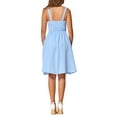 thumbnail image 3 of INSPIRE CHIC Women's Sleeveless Vintage Dress Plaid Gingham Ruched A-Line Flowy Mother's Day Midi Dresses Blue L, 3 of 6