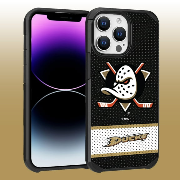 Apple iPhone 14 Pro Max (6.7) - NHL Licensed Anaheim Ducks Team Logo on Jersey Textured Dual Layer Case