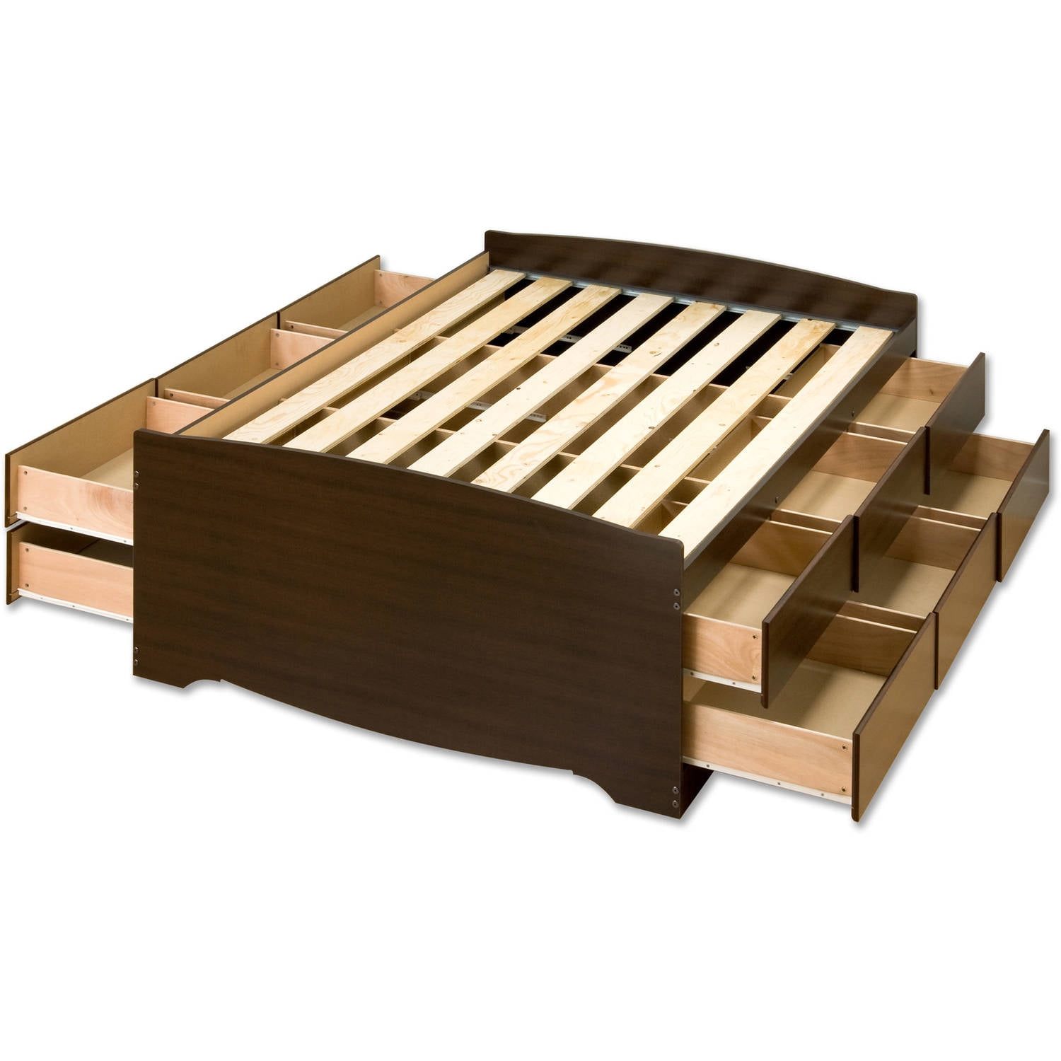 Tall Full Captains Platform Storage Bed with 12 Drawers, Espresso