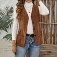 thumbnail image 5 of ClodeEU Women's Corduroy Waistcoat ,V Neck Tunic Button Up Vest,Casual Slim Suit Vests Coffee,Womens Plus XXL, 5 of 8