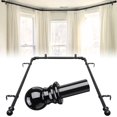 thumbnail image 1 of Bay Window Curtain Rods, 147-198 CM Center Rod, 109-137 CM Side Rods, 2.5CM Diameter Black Heavy Duty Curtain Rods for Bay Windows with Simple Finials for Living Room, Bedroom, Dining Room, 1 of 7