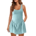 thumbnail image 2 of Youmylove Robe de Tennis pour Femmes avec Shorts Intégrés Dos Nu Col Carré Sans Manches Robes de Golf Athlétiques avec Poches Robe de Sport Mini Robe de Plage Décontractée, 2 of 7