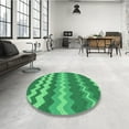thumbnail image 3 of Ahgly Company Indoor Round Patterned Neon Green Area Rugs, 6' Round, 3 of 6
