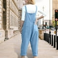 thumbnail image 4 of Ecqkame Women Fashion Long Jumpsuits Casual Loose Adjustable Sleeveless Tank Pants Baggy Solid Color Jumpsuits with Pockets 03-Light Blue XXL, 4 of 9