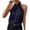 *Dark Blue, variant on ClodeEU Women's Silk Satin Halter Top, Ruched Neck Sleeveless Solid Color Blouse Brown,Womens Plus S