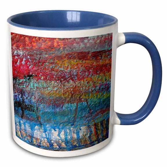 3drose, Paint on Old Fishing Boat, Rockport, Massachusetts - Us22 Aje0055 - Adam Jones, 15oz Two-tone Blue Mug