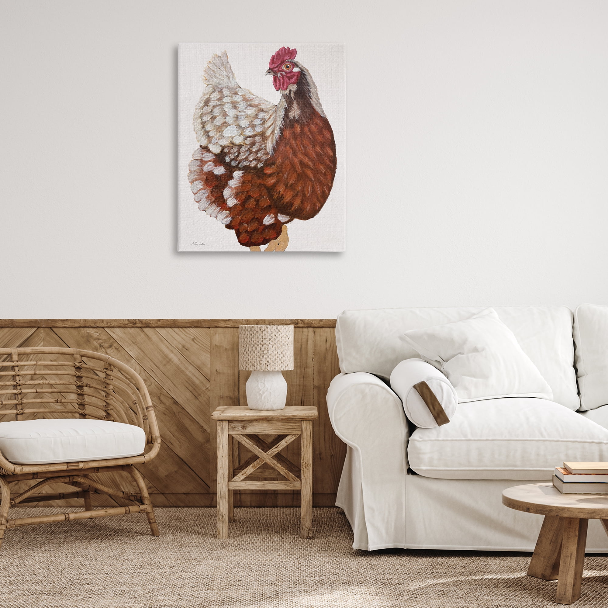 Stupell Industries Traditional Chicken Portrait Animals & Insects Painting Gallery Wrapped Canvas Art Print Wall Art, 30 x 40