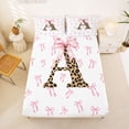 thumbnail image 5 of Erosebridal Coquette Bow King Sheet Set,Letter A Leopard Print,4-Piece, 5 of 6