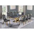 thumbnail image 2 of Gray Marble Dining Set with Gold Stainless Steel and Gray Velvet Chairs, 2 of 3