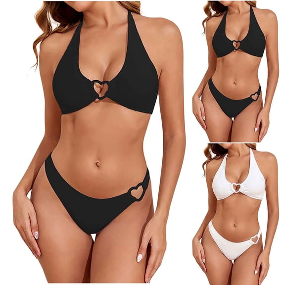 Bixock Swimsuit for Women,Bikinis Sets for Women,Women's Swimsuit Solid Color Bikini 2 Piece with Ties Detail and Padded Bra No Underwire