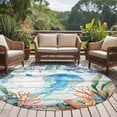 thumbnail image 4 of Round Area Rug 6 Ft, Jellyfish Coastal Washable Non-Slip Circle Carpet for Living Room/Bedroom, Summer Nautical Starfish Coral Grey Wooden Low-Profile Indoor Mats Collection Rugs for Residential, 4 of 8
