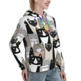 thumbnail image 6 of Fotbe Colors Cats Pattern Womens Long Sleeve Hoodie, Pullover Hooded Sweatshirt, Kangaroo Pocket Hoodie with Eye-catching Drawstrings-Large, 6 of 7