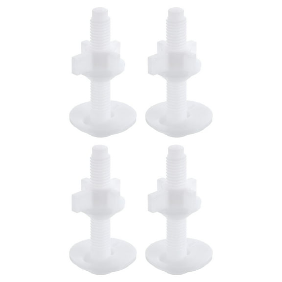 4Pcs Toilet Seat Hinges Screws, White Universal Plastic Toilet Seat Hinge Bolt Screws with Nuts and Washers for Fixing the Top Toilet Seat