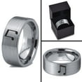 thumbnail image 4 of Tungsten Beam Note Music Band Ring 8mm Men Women Comfort Fit Gray Flat Cut Brushed Polished, 4 of 4