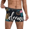 thumbnail image 2 of Salouo Floral Welcome Sign Print Men's Boxer Briefs,Breathable Underwear Elastic Waistband Briefs for Men -X-Large, 2 of 8