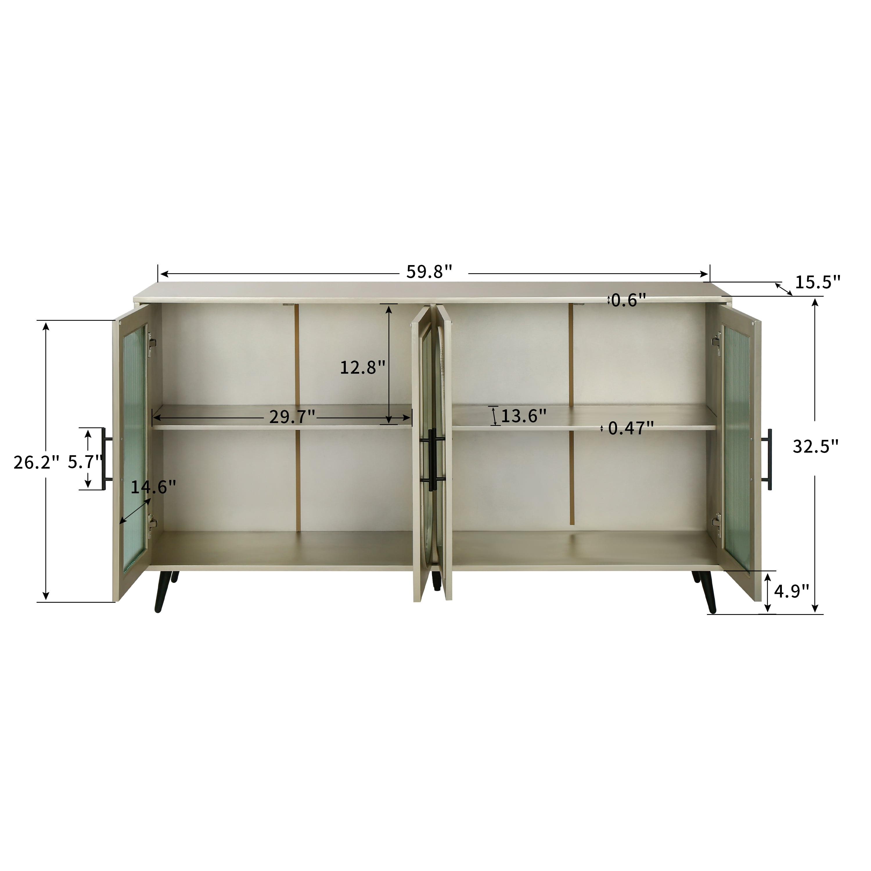 Aukfa TV Stand for 60" 65" TV, TV Console Buffet Cabinet for Living Room, Green