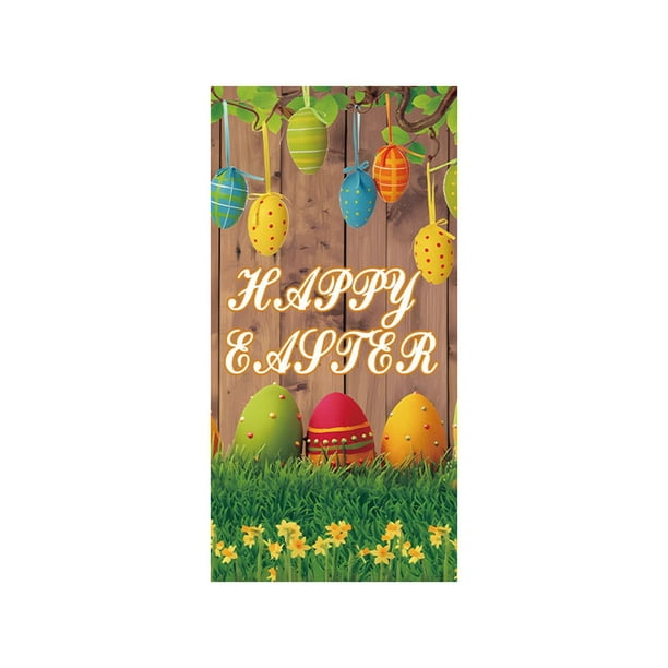 CaiYueKe Easter Door Cover Decoration Outdoor Party Decor Spring Holiday Door Curtain Bunny Rabbit Egg Festive Atmosphere Photography Backdrop Vertical Horizontal Hanging Decorations