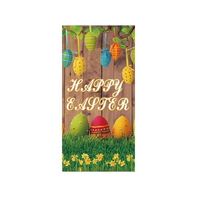 CaiYueKe Easter Door Cover Decoration Outdoor Party Decor Spring Holiday Door Curtain Bunny Rabbit Egg Festive Atmosphere Photography Backdrop Vertical Horizontal Hanging Decorations