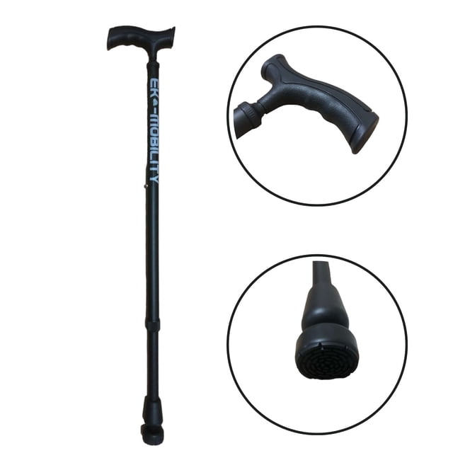Baston Ultra Ligero Eko-Mobility Aluminio Con Sistema Goma Rotatoria Negro