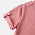 thumbnail image 6 of JUUYY Men's Button Down Shirts Summer Tropical Beach Textured Hawaiian Shirt with Pocket Casual Short Sleeve Cuban Shirt Hot Pink S, 6 of 9