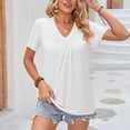 thumbnail image 2 of Summer Tops for Women 2024 V Neck Solid Color Casual Loose Tshirts Short Sleeve Soft Comfy Tunic Tops Work Blouses, 2 of 4