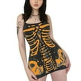 thumbnail image 2 of Cathery Women's Halloween Bodycon Dress Spaghetti Strap Human Skeleton Printed Mini Sling Dresses Sexy Party Dress, 2 of 4