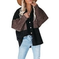 thumbnail image 5 of Okbabeha Women's Long Sleeve Button Down Leopard Contrast Loose Denim Jackets, 5 of 9