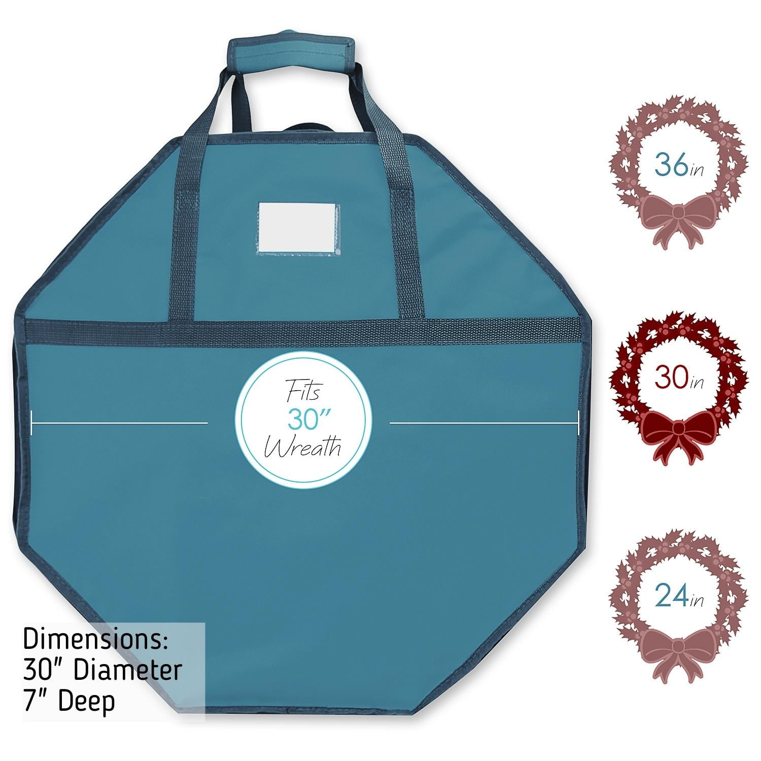 LammaLoe Wreath Storage Containers 30", Hard Shell Christmas Wreath Storage Bag with Interior Pockets & Dual Zipper, Fabric, 2 pack