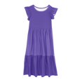 thumbnail image 5 of Spazoro Kids Girls Dresses, Fashion Solid Color Round Neck Short Sleeve Princess Dress for Child Girls Purple Size 6 T, 5 of 6