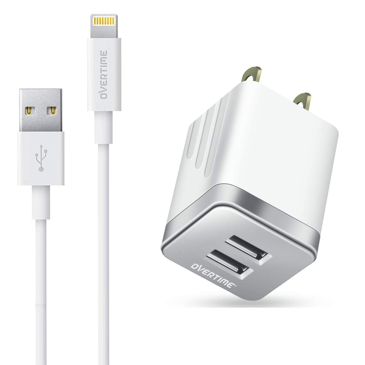 Overtime Dual Phone Charger | Dual USB Wall Charger Adapter with MFi ...