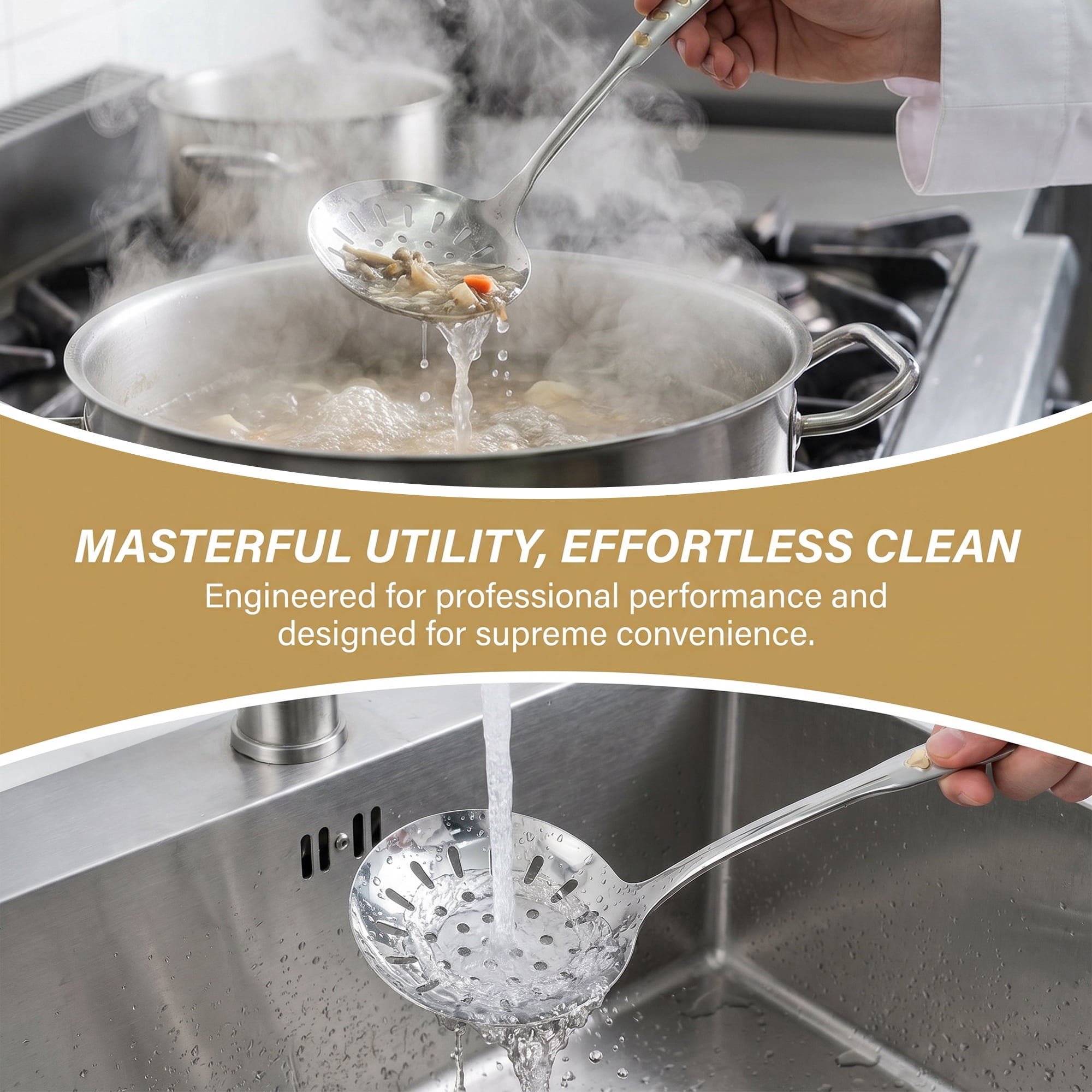 Unique Bargains Stainless Steel Non Stick Heat Resistant Spoon Slotted B 14.5" x 4.6"
