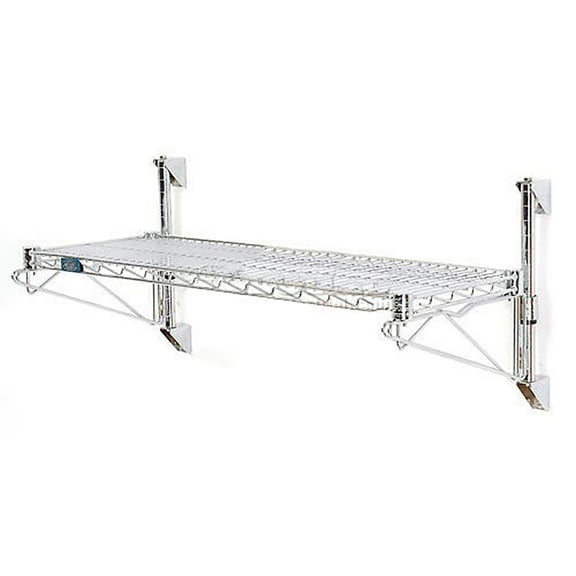 Nexel Poly-Green Wall Mount Wire Shelving, 72"W x 24"D x 14"H 1-Shelf Starter