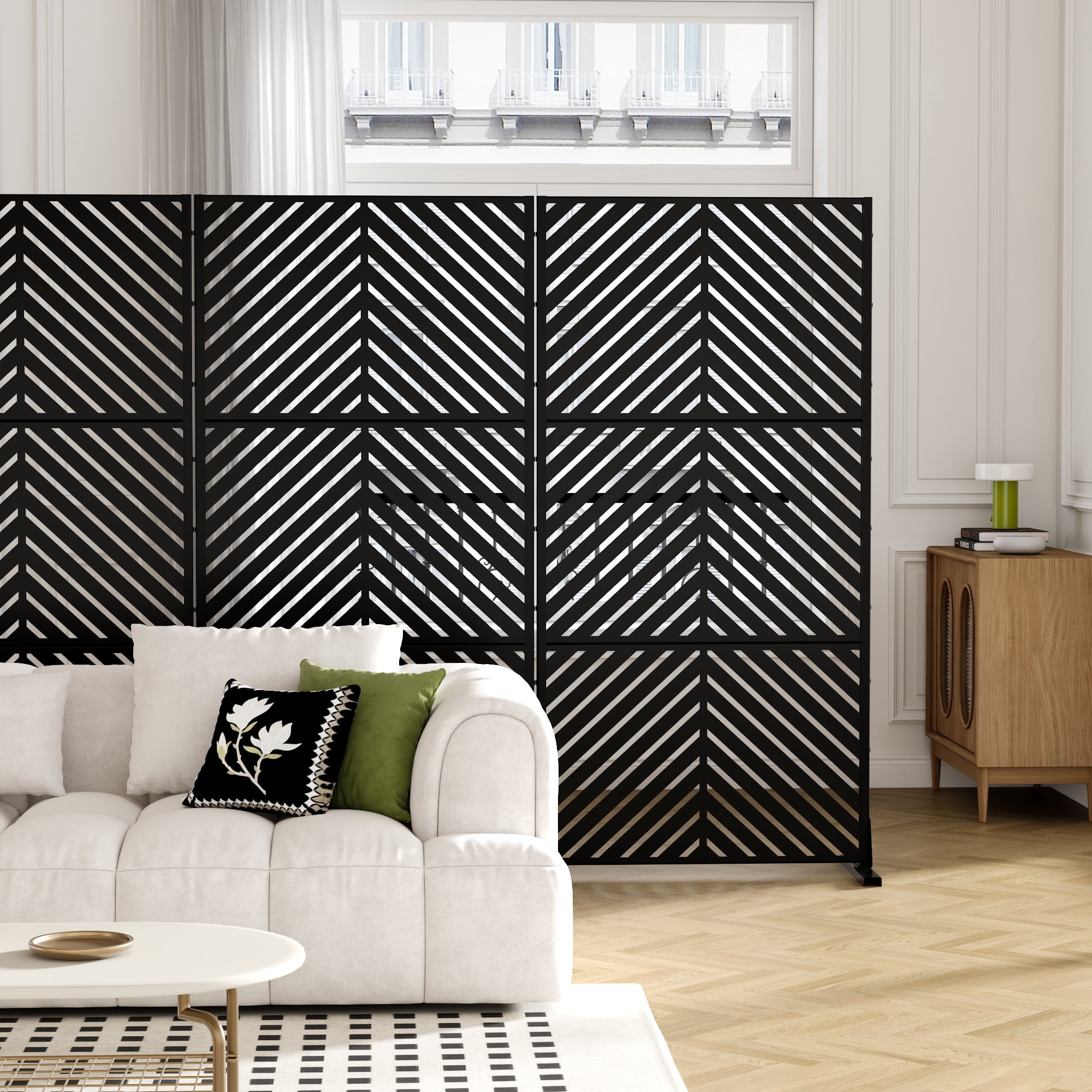 MAYEERTY 72x35 Black Outdoor Natural Privacy Panel Screen, 3 Piece Set Natural Folding Divider for Backyard and Garden