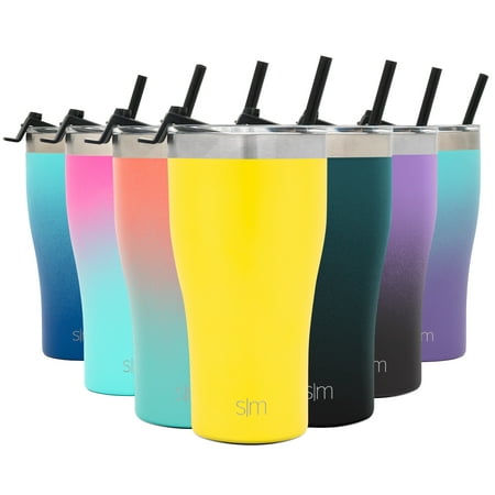 Simple Modern 22oz Slim Cruiser Tumbler with Straw & Closing Lid Travel Mug - Gift Double Wall Vacuum Insulated - 18/8 Stainless Steel Water Bottle -Sunshine