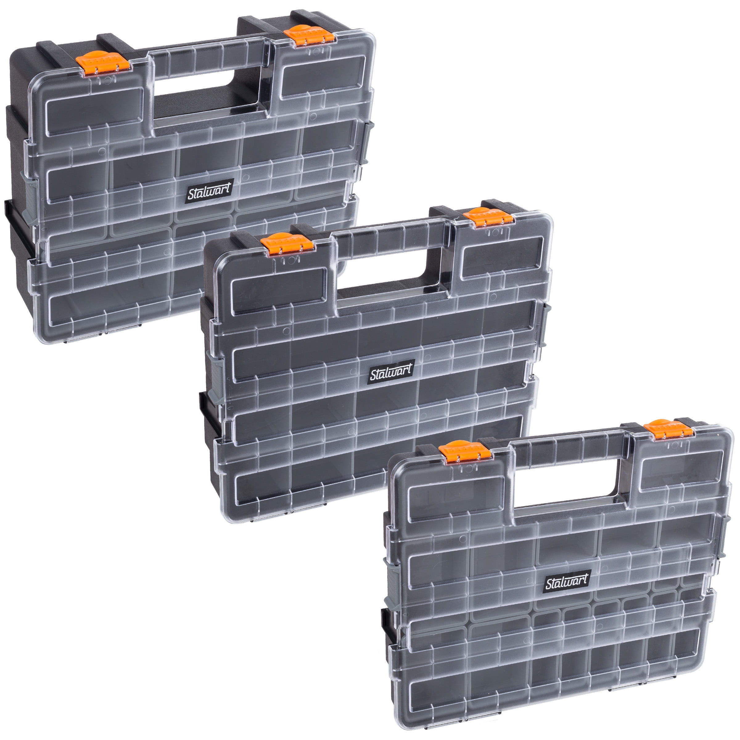 Tool Box Organizer - 3-in-1 Portable Parts Organizer with 52 Customizable Compartments to Store Hardware, Craft Supplies, or Beads by Stalwart (Gray)