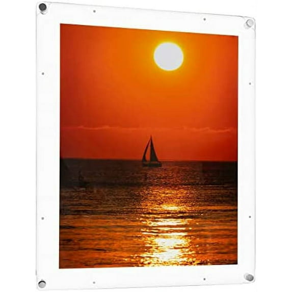 8.5x14 inch magnetic frame with chrome standoffs for wall mounting and removable front, full frame size is 12.5x18 inches (magnet-109-8.5x14-69-1)