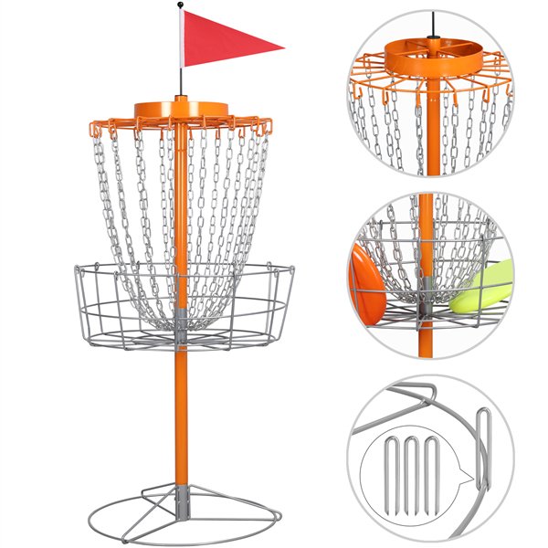 18 Chain Portable Golf Goal Sport Disc Golf Target Lightweight Silver