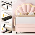 thumbnail image 6 of Homfa Twin Bed Frame with LED Light & Storage Drawer, Upholstered Platform Bed with Adjustable Petal Headboard, Pink Velvet, 6 of 8