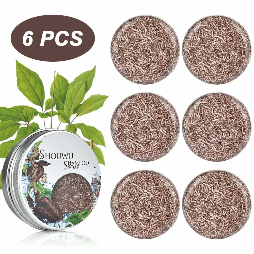 6 PCS Natural Hair Darkening Shampoo Bar, Helps Stop Hair Loss and Promotes Healthy Hair Growth