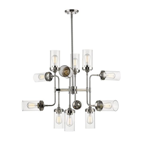 12 Light Pendant in Industrial Style 36 inches Wide By 27.75 inches High-Polished Nickel Finish Bailey Street Home 372-Bel-2750832