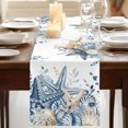 thumbnail image 3 of Table Runners 108 Inches Long Dress Scarves, Blue Eucalyptus Coastal Farmhouse Coffee/Dining/Kitchen Table Runner for Living Room, Beach Starfish Shell Nautical 13x108 Inch, 3 of 9