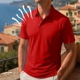 thumbnail image 2 of Domzest Men's Polo Shirts Short Sleeve Moisture Wicking Dry Golf Shirt Solid Casual Shirts for Casual Athletic Business Red XL, 2 of 9