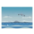 thumbnail image 1 of Airport Cutting Board, Cartoon Seascape Composition Plane Flies over Ocean with Shark, Decorative Tempered Glass Cutting and Serving Board, in 3 Sizes, by Ambesonne, 1 of 2