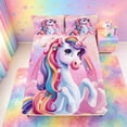 thumbnail image 5 of meiyoeat Colorful Magical Unicorn Queen Sheets For Kids,Cute Animals Queen Sheet Sets For Girls,4 Pieces, 5 of 6
