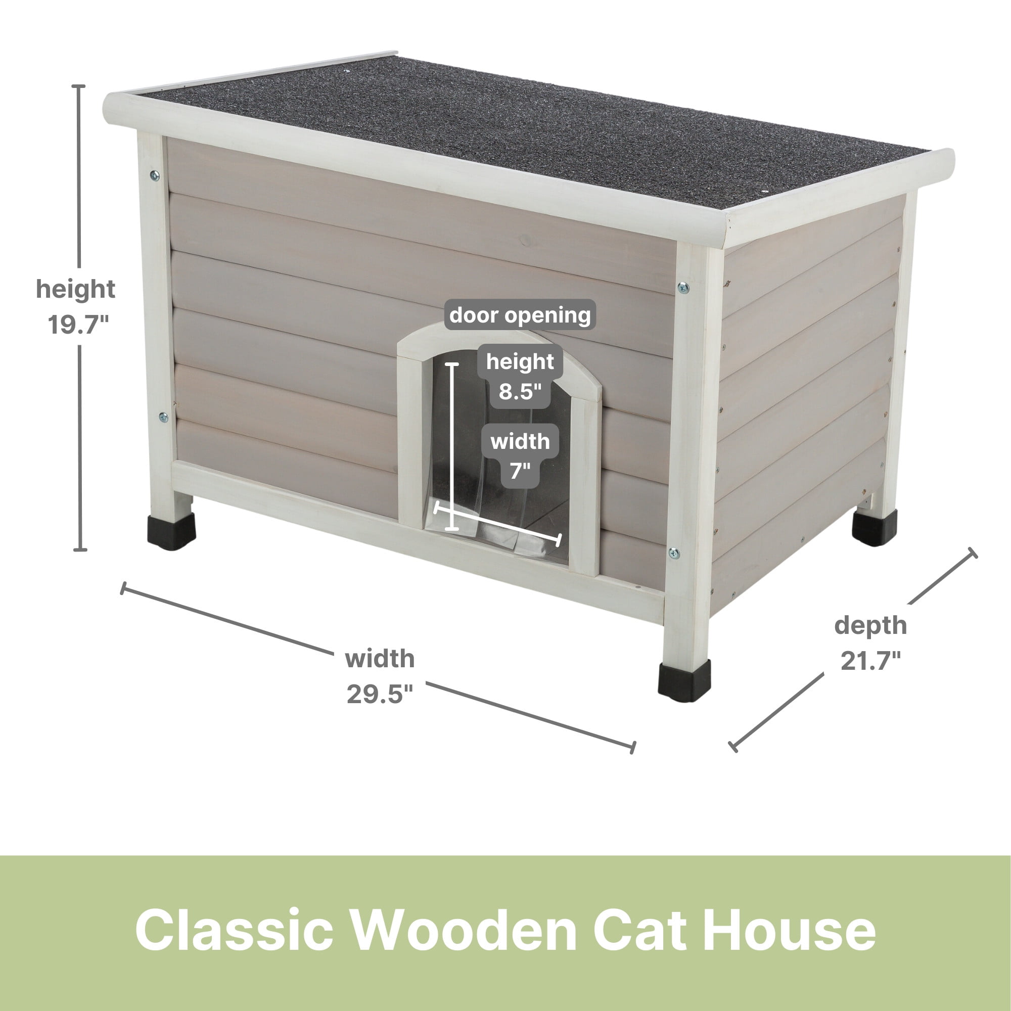 TRIXIE Classic Elevated Weatherproof Cat House, 2 Cover Openings, Indoor-Outdoor Cat Home