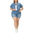 thumbnail image 2 of MODA NOVA Juniors Plus Size Cropped Wash Short Sleeves Denim Jacket, 2 of 6