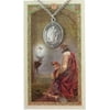 Pewter Saint St Hubert Medal with Laminated Holy Card, 1 1/16 Inch