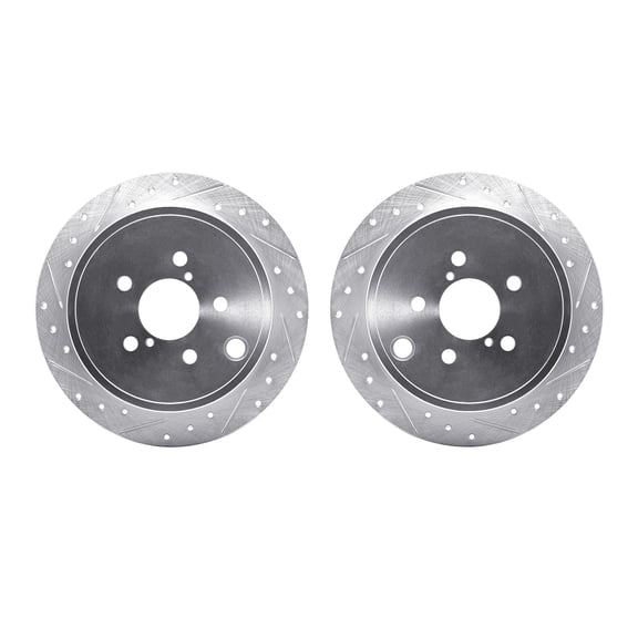 Dynamic Friction Company Rear Brake Rotors-Drilled and Slotted-Silver 7002-13030